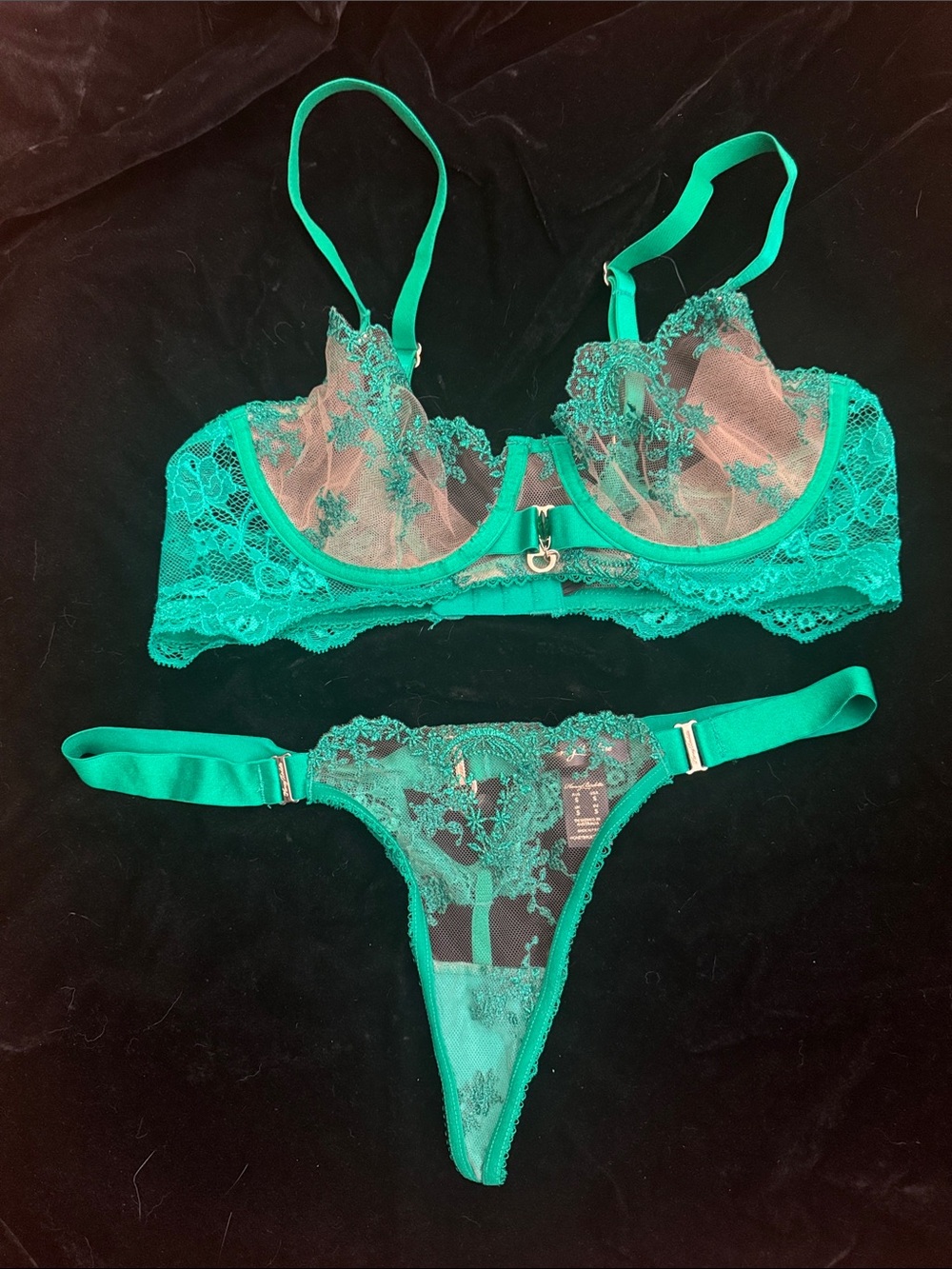 Honey Birdette “Laura” Emerald Green Bra and Panty Set